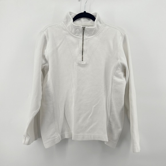 Fresh Produce‎ Womens Quarter Zip Pullover Sweatshirt White Cotton Blend M - Picture 1 of 8